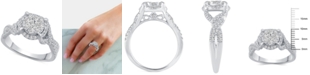 Macy's Diamond Halo Cluster Engagement Ring (3/4 ct. t.w.) in 14k White Gold